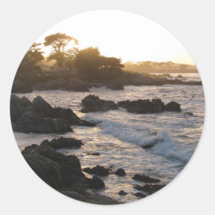 Sticker Rond Coucher de soleil de Pacific Grove
