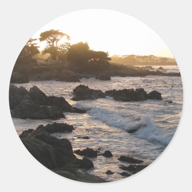 Sticker Rond Coucher de soleil de Pacific Grove (Devant)