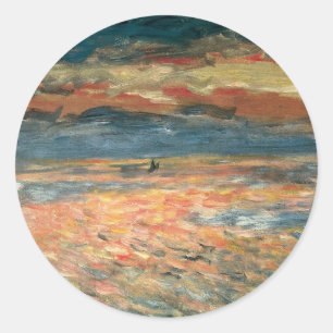 Sticker Rond Coucher de soleil en mer par Pierre Renoir, Art Vi