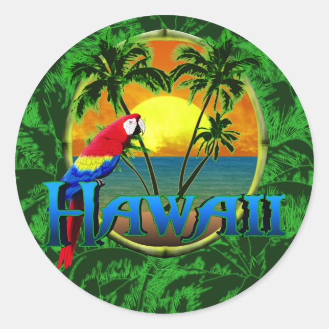Sticker Rond Coucher de soleil hawaïen (Devant)