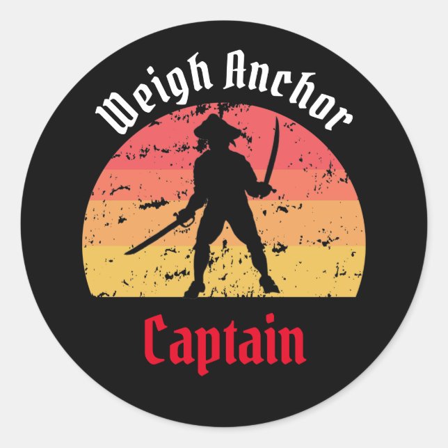 Sticker Rond Coucher de soleil jolly roger (Devant)