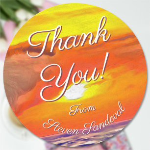Sticker Rond Coucher de soleil Merci 2443