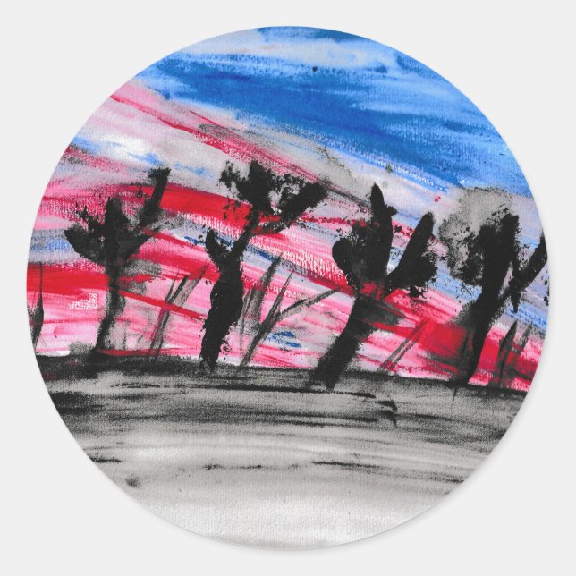 Sticker Rond Coucher de soleil rouge (Devant)