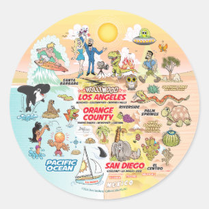 Sticker Rond Coucher de soleil SoCal