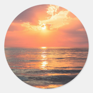 Sticker Rond coucher de soleil sur l'eau