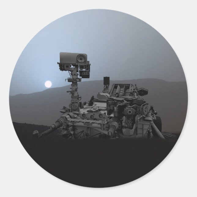Sticker Rond Coucher de soleil sur Mars Curiosity (Devant)