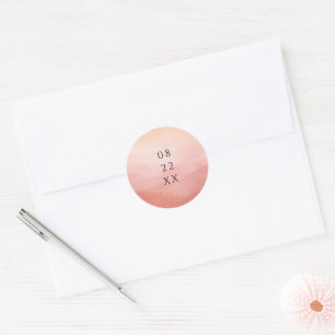 Sticker Rond Coucher de soleil tropical aquarelle mariage éléga