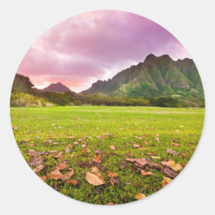 Sticker Rond Coucher du soleil jurassique