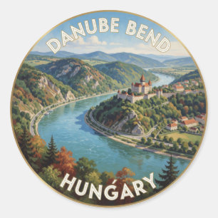 Sticker Rond Coude du Danube Visegrad Hongrie Paysage de Voyage