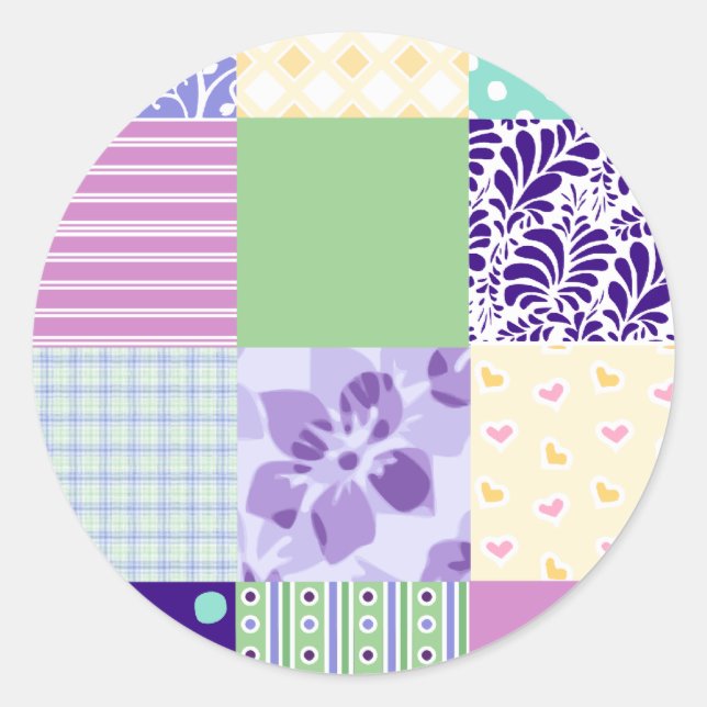 Sticker Rond Couette vectorielle Carré fille et Motif fraîche (Devant)