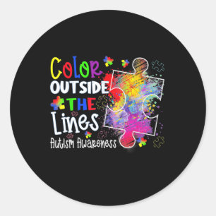 Sticker Rond Couleur À L'Extérieur Des Lignes Sensibilisation s