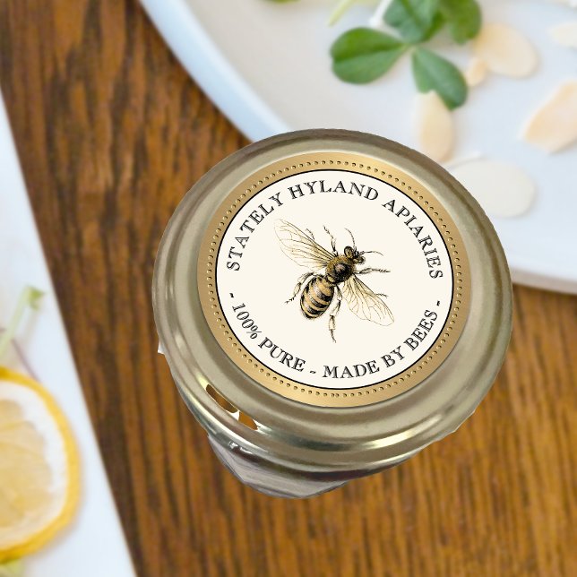 Sticker Rond Couleur Apiary Bee Ivory Votre Nom Ici (Créateur téléchargé)