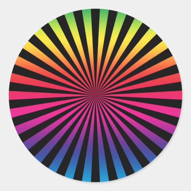 Sticker Rond Couleur arc-en-ciel super Sunburst (Devant)