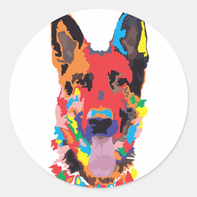Sticker Rond couleur berger allemande (Devant)