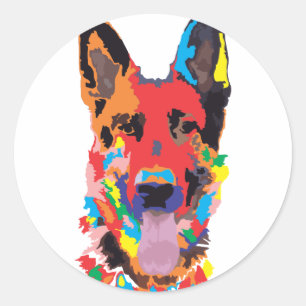 Sticker Rond Couleur de berger allemand