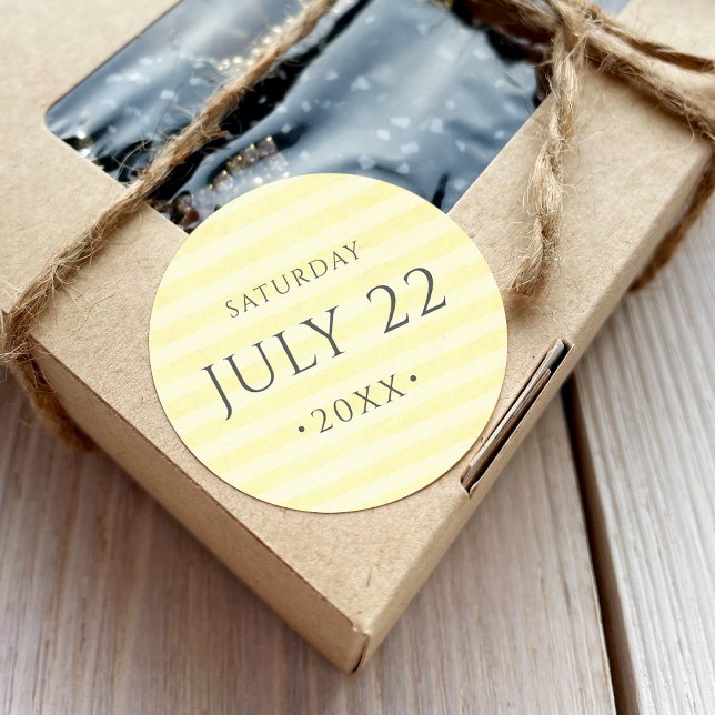 Sticker Rond Couleur de citron frais et date (Créateur téléchargé)