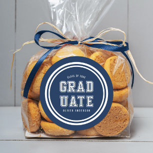 Sticker Rond Couleur de fond modifiable Varsity Graduate