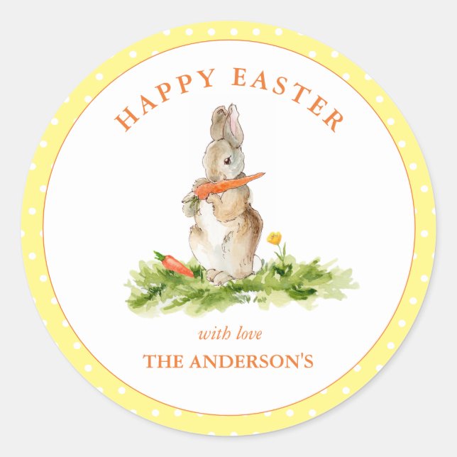 Sticker Rond Couleur d'eau mignonneSticker rond classique lapin (Devant)