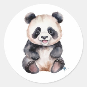 Sticker Rond Couleur d'eau pour bébé panda