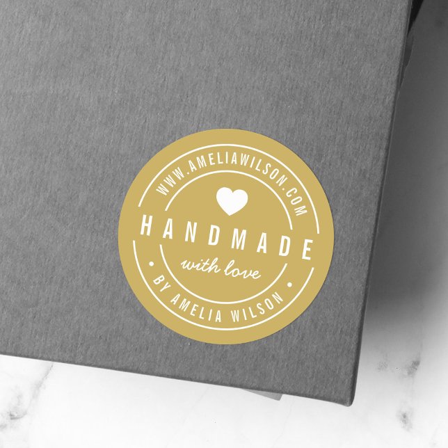 Sticker Rond Couleur ÉDITABLE Gras Fait main avec coeur d'amour (Créateur téléchargé)