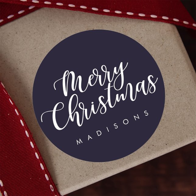 Sticker Rond COULEUR ÉDITABLE Joyeux Noël Vacances Élégantes (Créateur téléchargé)