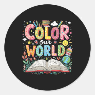 Sticker Rond Couleur Notre Programme Mondial de Lecture du Livr