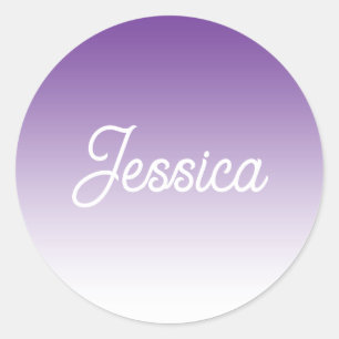 Sticker Rond Couleur ombrée violette (modifiable) et votre text