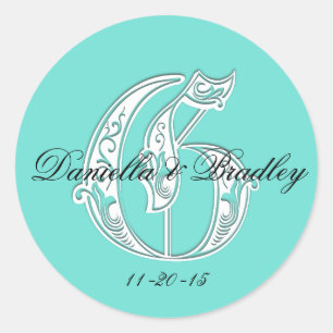 Sticker Rond Couleur personnalisable - Mariage Lettre "G"