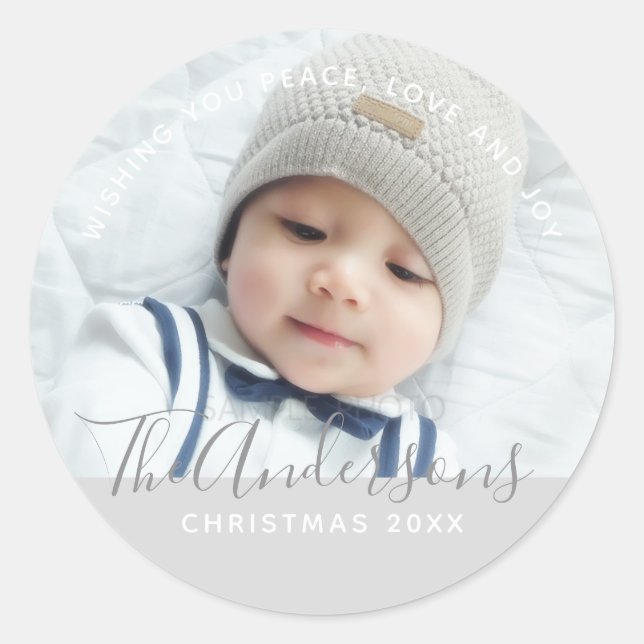 Sticker Rond Couleur personnalisée avec photo et texte personna (Devant)