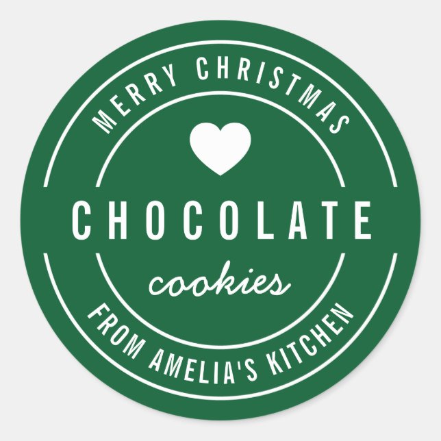 Sticker Rond Couleur personnalisée Cuisine maison Joyeux Noël (Devant)