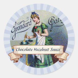 Sticker Rond couleur personnalisée Française chocolat femme en 