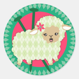 Sticker Rond Couleur personnalisée Jacquard agneau brebis trico