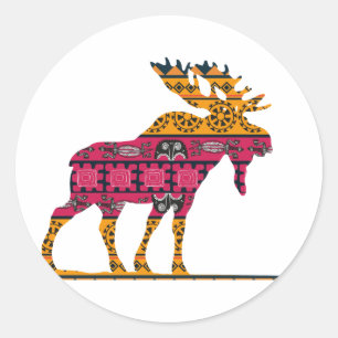 Sticker Rond Couleur silhouette d'orignal
