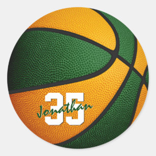 Sticker Rond couleur vert orange garçons filles équipe de baske