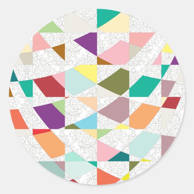 Sticker Rond Couleurs Abstraites Damask (Devant)