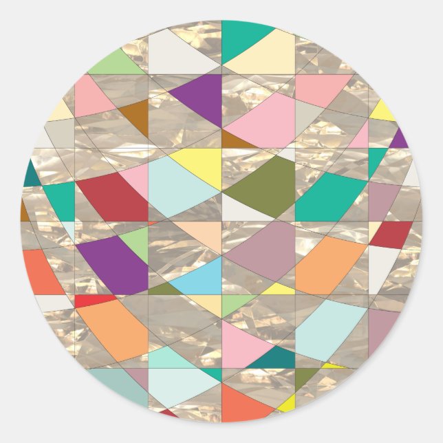 Sticker Rond Couleurs Abstraites or (Devant)