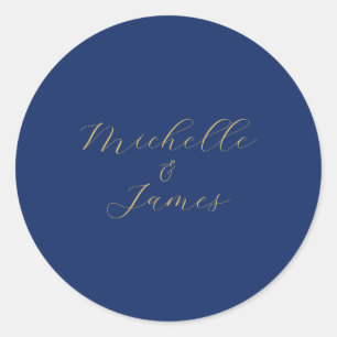 Sticker Rond Couleurs Bleu & Or Nom Professionnel Tendance Mode