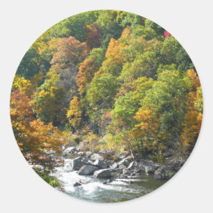 Sticker Rond Couleurs d'automne au parc d'État d'Ohiopyle