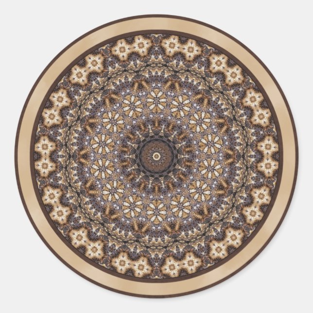 Sticker Rond Couleurs de café Mandala Abstrait (Devant)