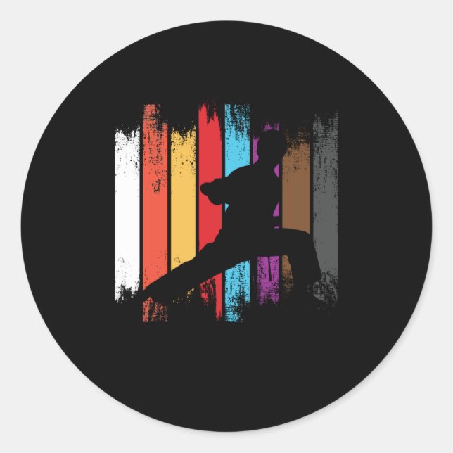 Sticker Rond Couleurs de ceinture karaté Silhouette (Devant)