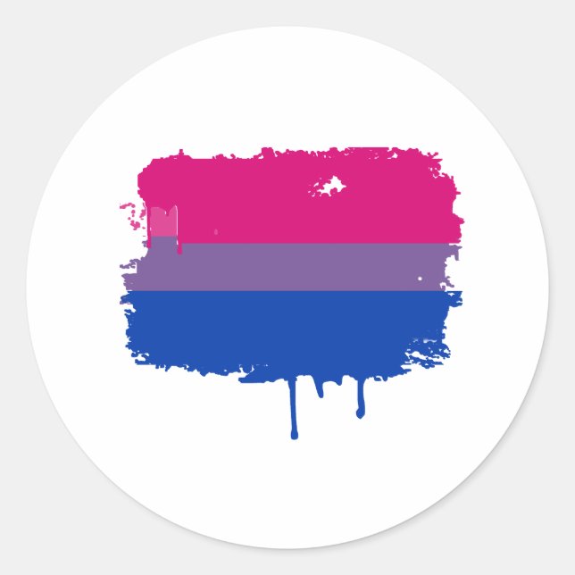 Sticker Rond Couleurs de fierté bisexuelle (Devant)
