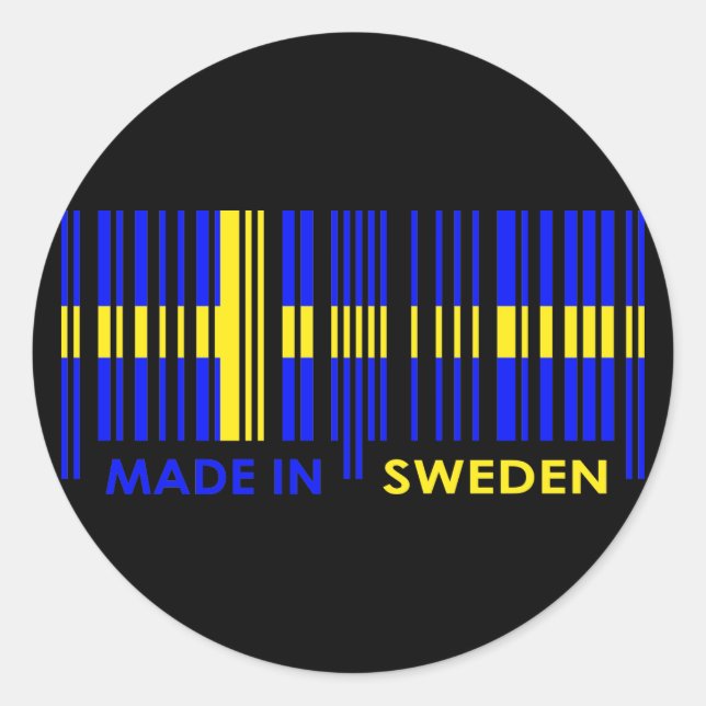 Sticker Rond Couleurs du drapeau du code barre SWEDEN Design (Devant)