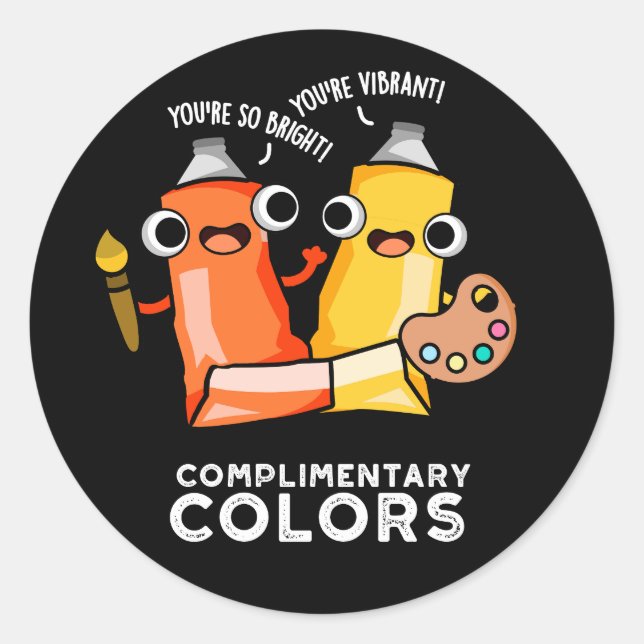 Sticker Rond Couleurs gratuites Funny Paint Pun Dark BG (Devant)