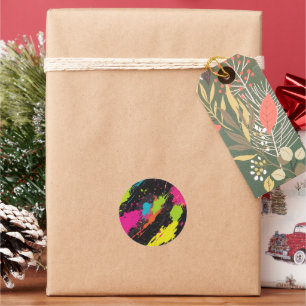 Sticker Rond Couleurs néon Retro Paint Splatter