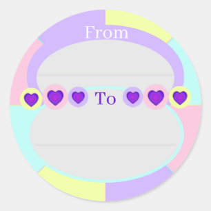 Sticker Rond Couleurs pastel & coeurs violets battre