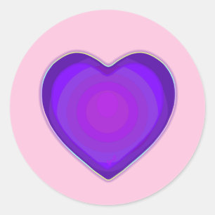 Sticker Rond Couleurs pastel & coeurs violets battre