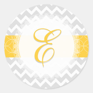 Sticker Rond Couleurs pixDezine chevron/gris/jaune/monogramme/d