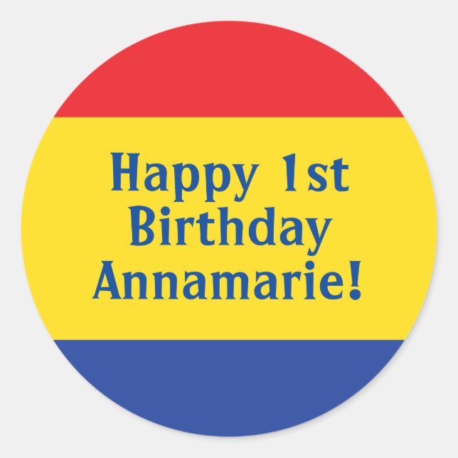 Sticker Rond Couleurs primaires Fête d'anniversaire de l'enfant (Devant)