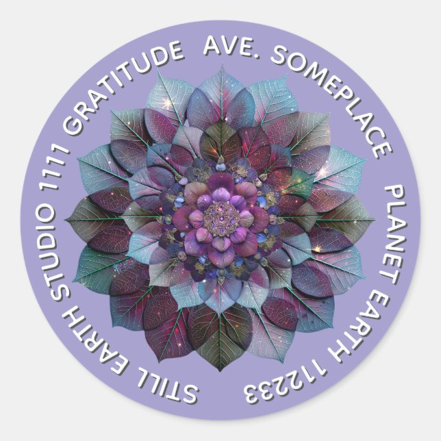 Sticker Rond Council of Leaves | Mandala Art P&B (Devant)