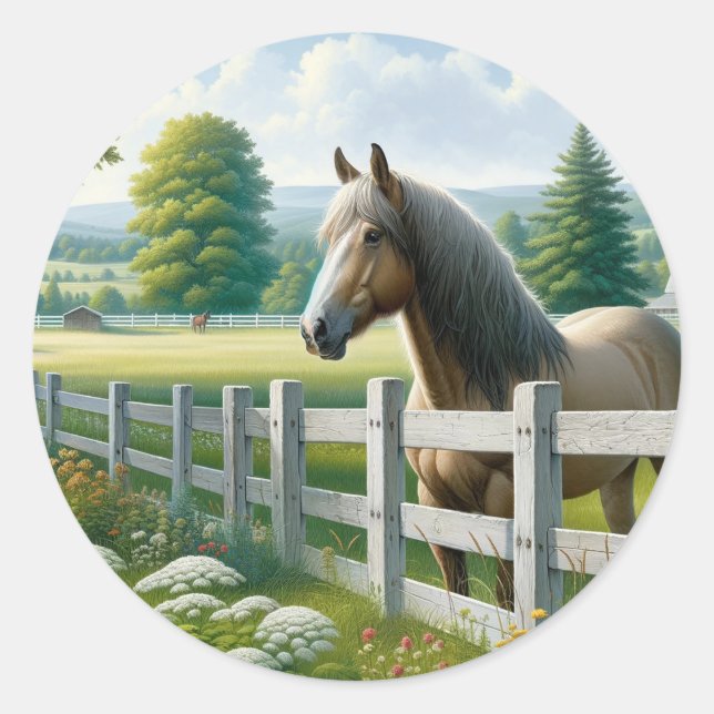 Sticker Rond Country Pony Horse fête d'anniversaire (Devant)